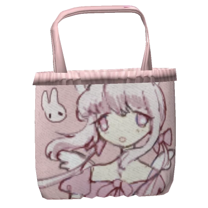 [1.0] cute bunny angel girl tote bag white pink