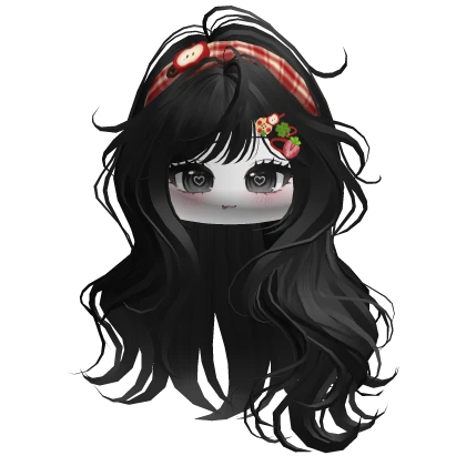 Black Mori Kei Igari Hair w/ Cute Face 