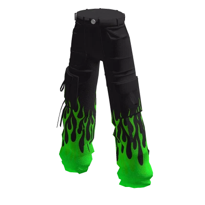 Green Fire Flame Cargo Pants