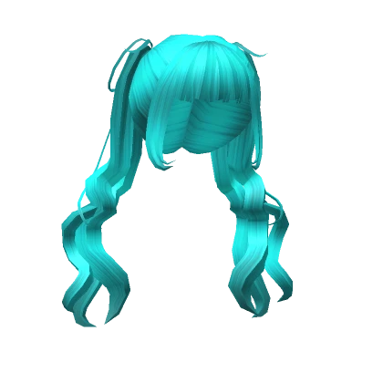 Charming Loose Anime Pigtails Hairstyle in Teal