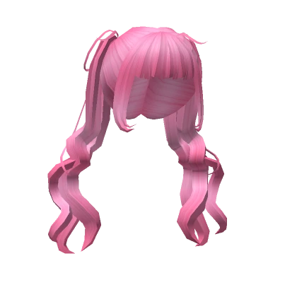 Charming Loose Anime Pigtails Hairstyle in Pink