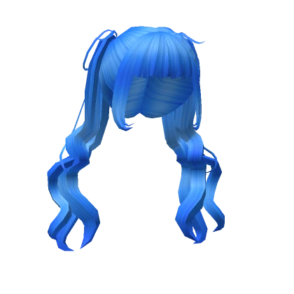 Charming Loose Anime Pigtails Hairstyle in Blue