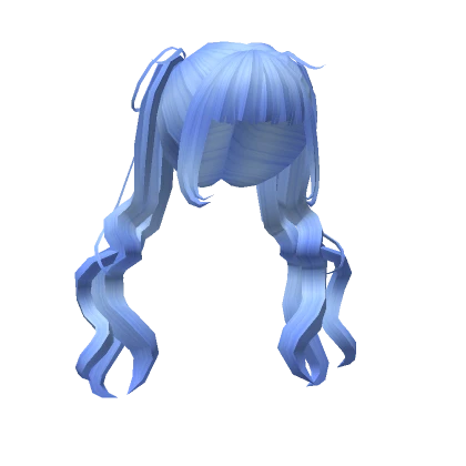 Charming Loose Anime Pigtails Hairstyle in SkyBlue