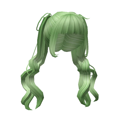 Charming Loose Anime Pigtails Hairstyle in Green