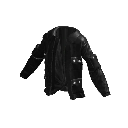 Oversized Black Leather Jacket - Klossette