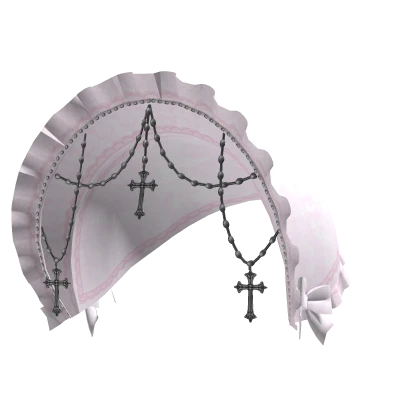 gothic beaded cross bonnet headdress pink