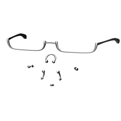 Y2K Glasses with Emo Face Piercings