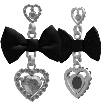 Diamond Heart Bow Earrings