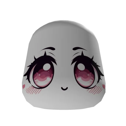 Kawaii face with blushing cheeks and hearts