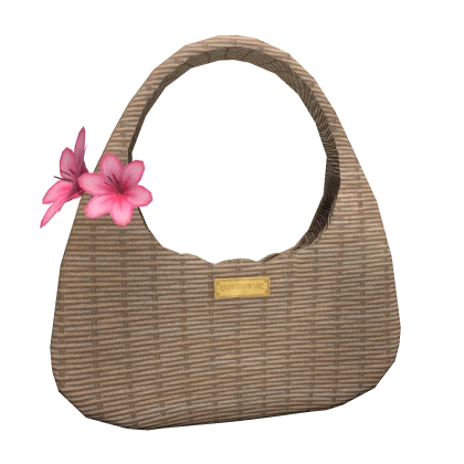 Summer Straw Pink Lily Flower Bag