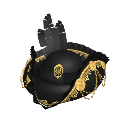 Elegant pirate hat with feathers - black/gold