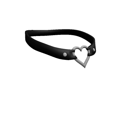 Y2K Heart Leather Collar -  Black and Silver (3.0)