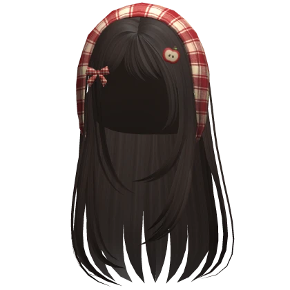♡ igari mori kei apple bandana hair (dark brown)