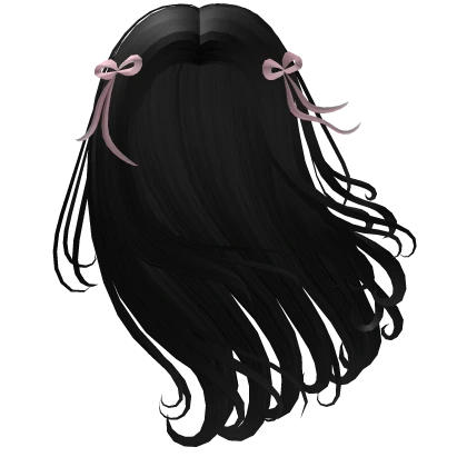 Cute Windy long Hair with bows in Black