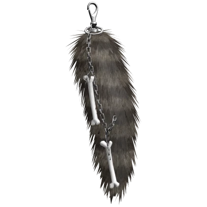 Light Raccoon Tail Chained Bones Keychain