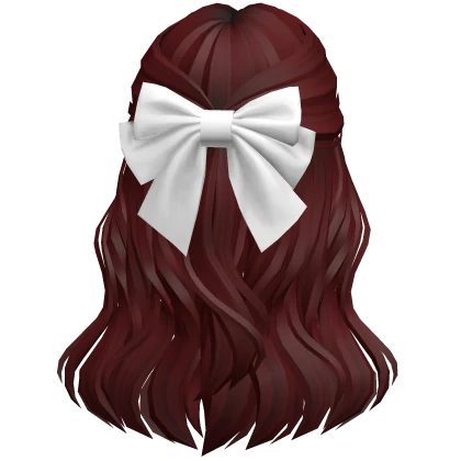 Soft Flowy Half up Hair w/ white Bow (Red)