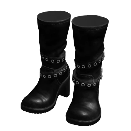 BB Black Leather Biker Boots  