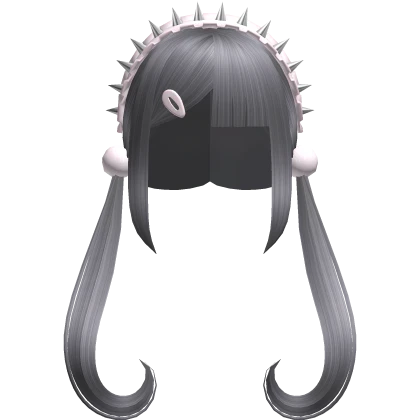 🤍 spike headband goth swirly pigtails grey silver