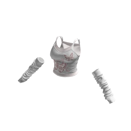 🍀 Y2K Cute Top w Armwarmers(Butterfly Pink)