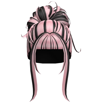 ୨pretty Messy Bun black n pink hair ୧