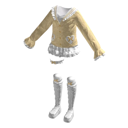 🍀Cute Cardigan Ruffle Outfit (Yellow)