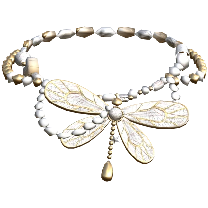 Golden Mythical Fairy Necklace with Pearls