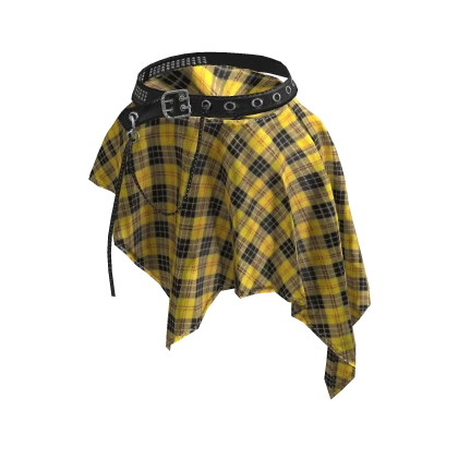 💜 Layered Check Wrap Skirt_Yellow