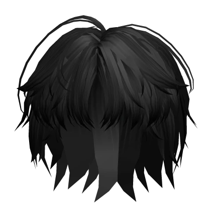 Middle Part Spiky Messy Anime Boy Hair in Black