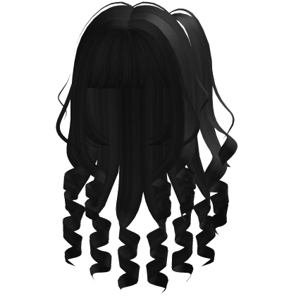 ♡ cutecore long hair twirly kawaii black addons+