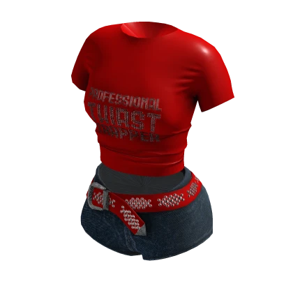 Red Baddie Shirt w Baddie Shorts