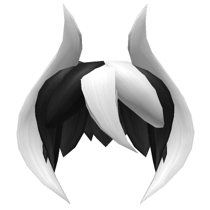 Black & White Anime Hair w/ Horns