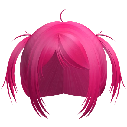 Short Hot Pink Twin Tails W Bangs
