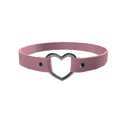 Pink choker w/ silver heart