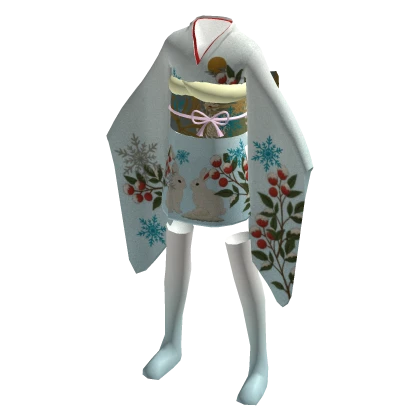 Short Kimono - Snow Rabbits & Nandina ❄️