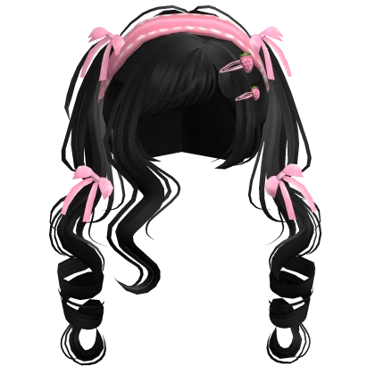 Kawaii Swirly Pigtails [Black]