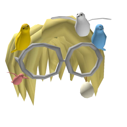 Blonde Hair Silver Circular Glasses Egg Birds