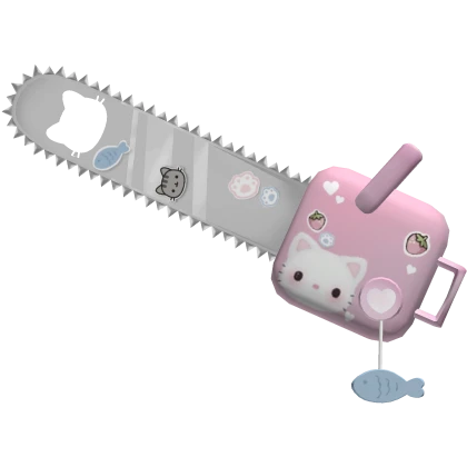 ୨୧ : cute kitty pink velloty chainsaw