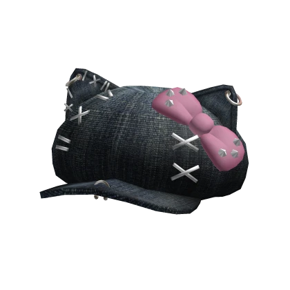 ꒰ ♡ ꒱ [FREE] Denim Kitty Hat w Bow (Pinky) 