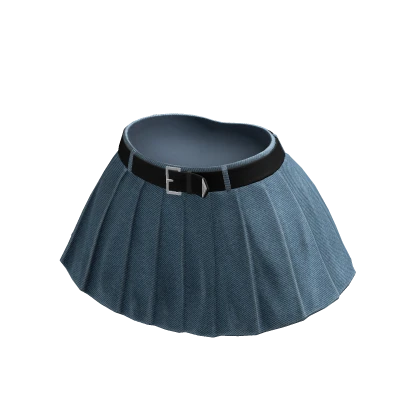 Skirt Denim Blue High Waisted Belt Chibi Chic Y2K