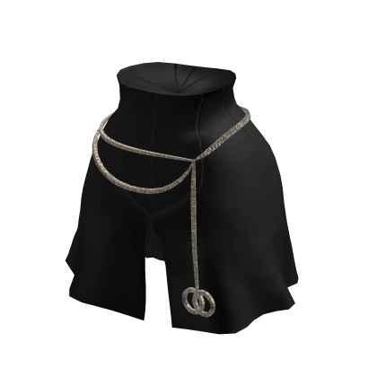 Ultra High Waisted Corset Skirt Black & Chain Belt