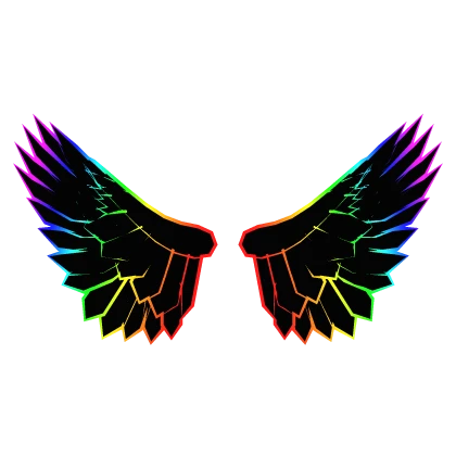 Cartoony Rainbow Outline Wings