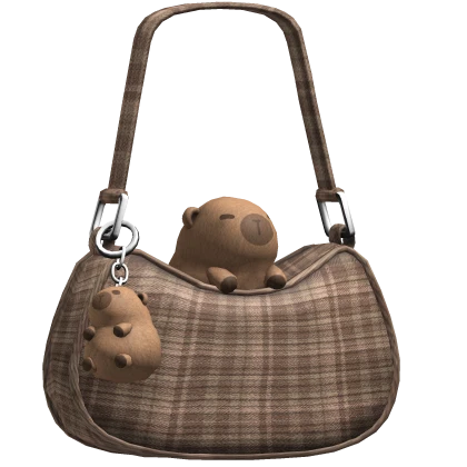 Plaid Brown Capybara Purse