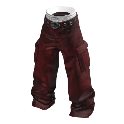 💗Y2K LAYERED DENIM CARGO PANTS_RED