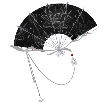 Black Silver Lotus Celestial Fan