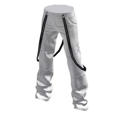 Zipped Cargo Pants White