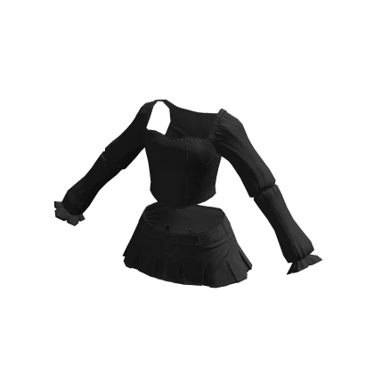 Cottage Core Mini Skirt Corset Black