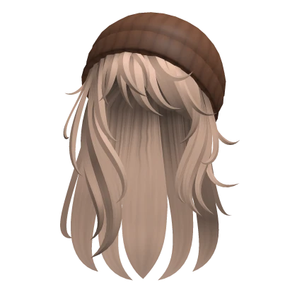 SK8R Girl Blonde Long Hair W Brown Beanie