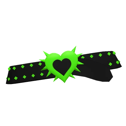 Y2K Toxic Green Spiked Heart Belt 3.0