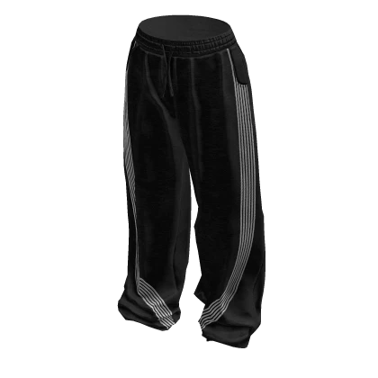 Baggy Sweatpants With Stripes (Black)