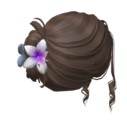 Brown Bun w/ Purple Flower Clip